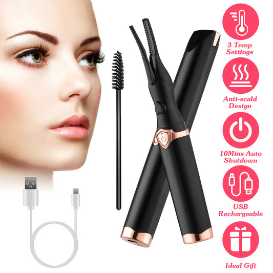 2-in-1 Electric Heated Eyelash Curler with Comb