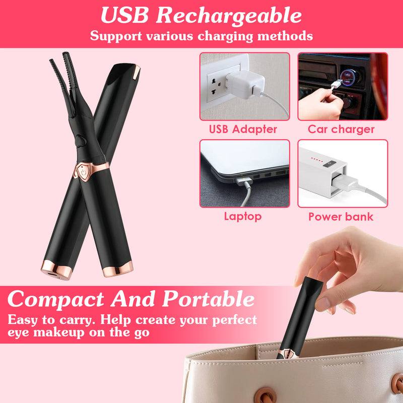 2-in-1 Electric Heated Eyelash Curler with Comb