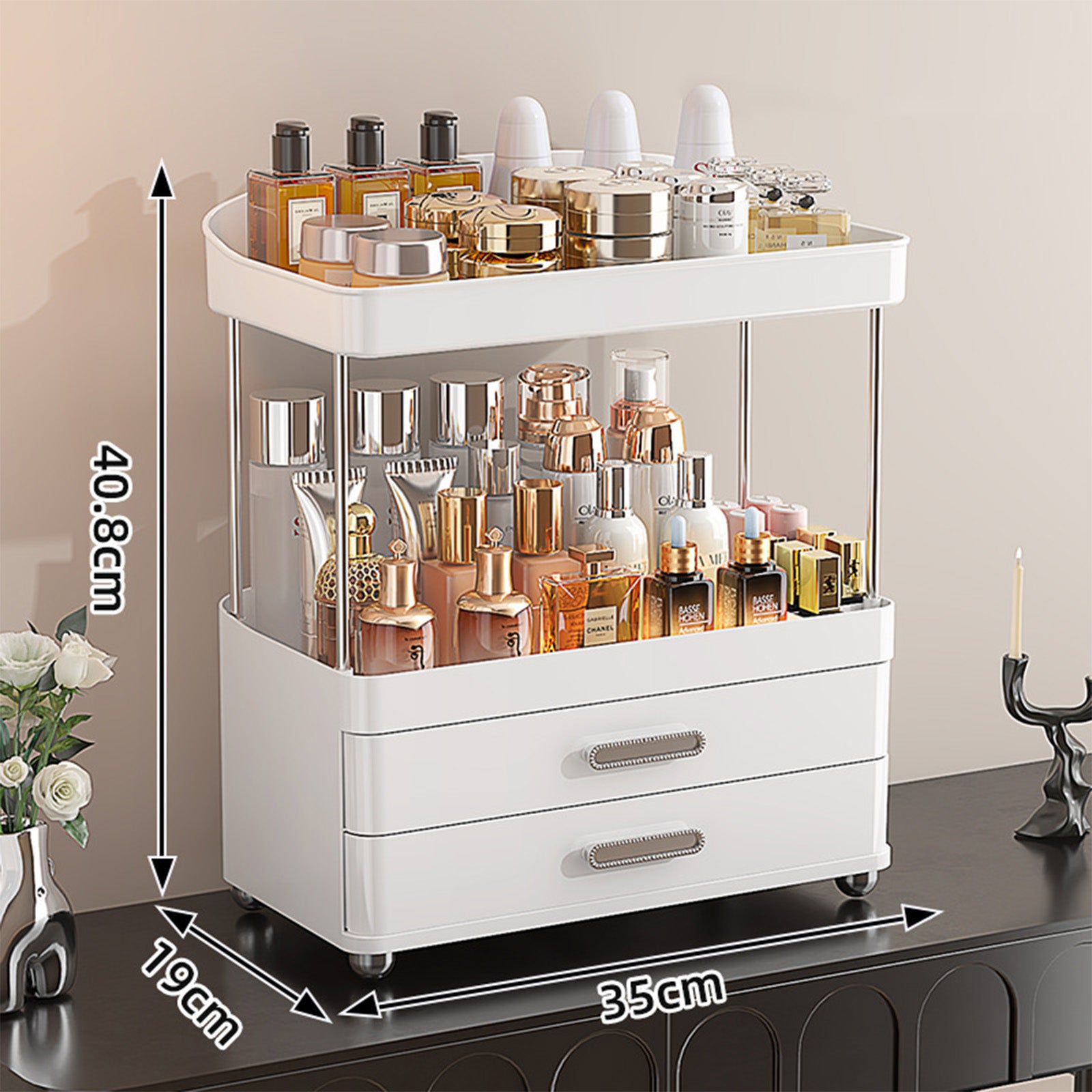 2-Drawer 4-Tier Makeup & Vanity Organizer
