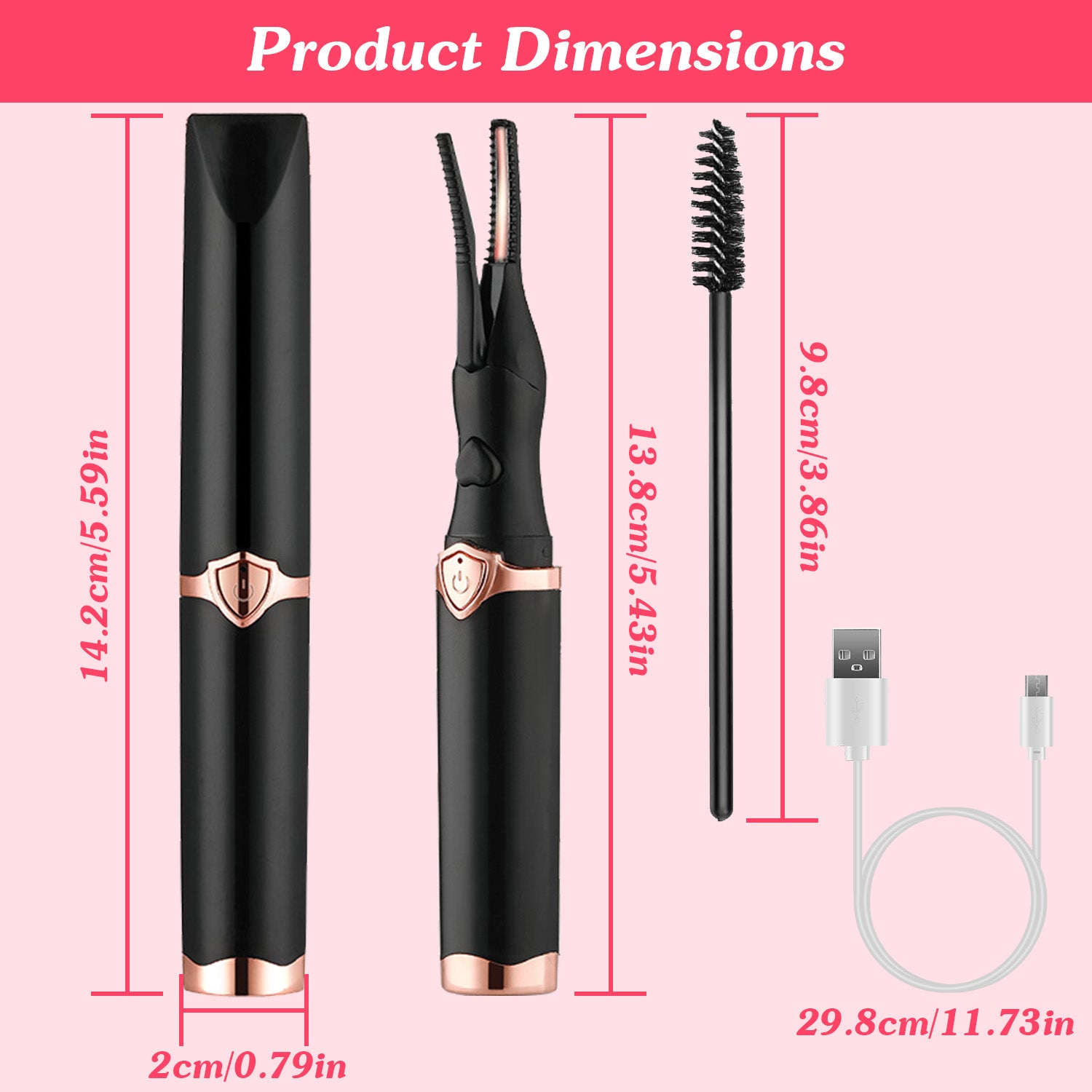 2-in-1 Electric Heated Eyelash Curler with Comb