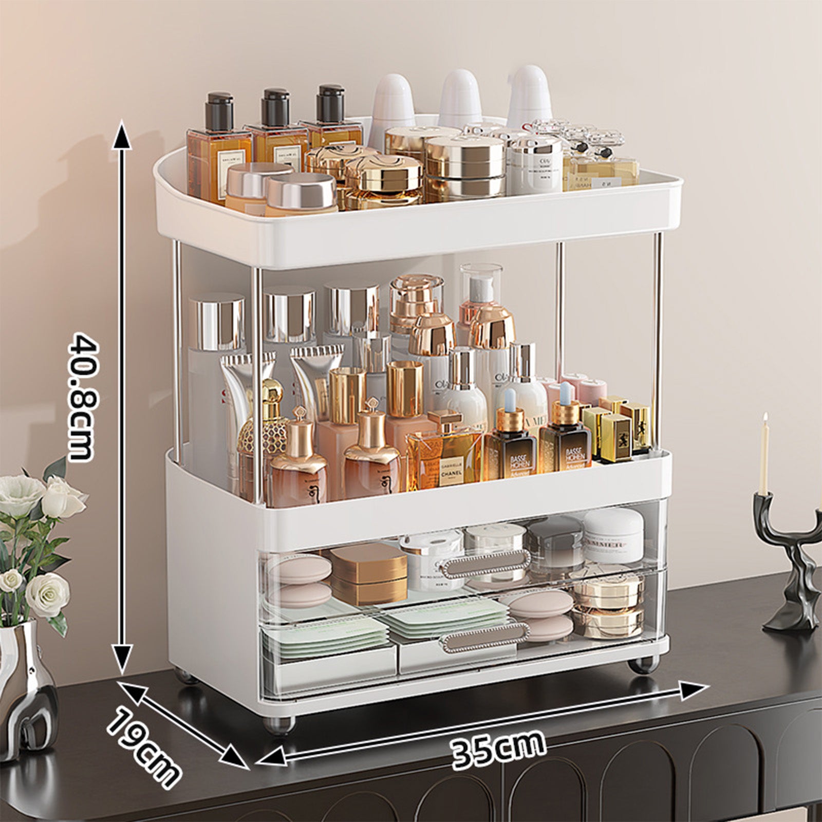 2-Drawer 4-Tier Makeup & Vanity Organizer