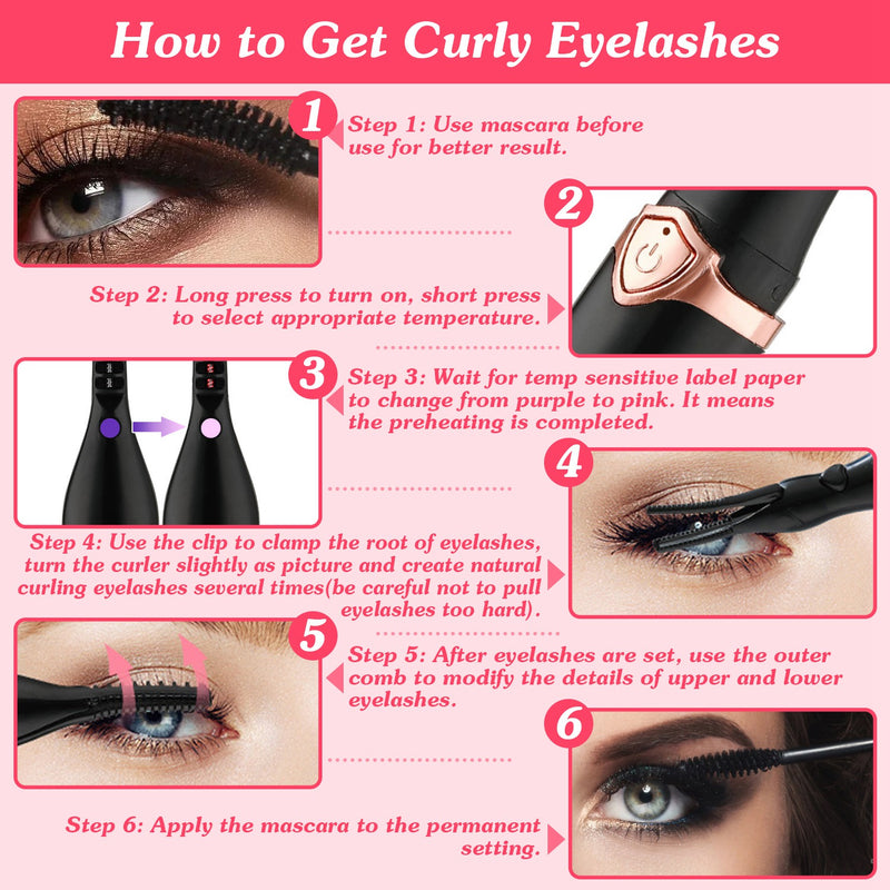 2-in-1 Electric Heated Eyelash Curler with Comb