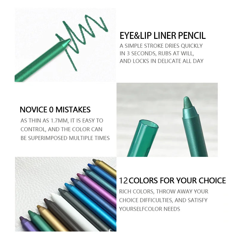 CHOOSE RASME 12 Color Glitter Eyeliner Stick Set