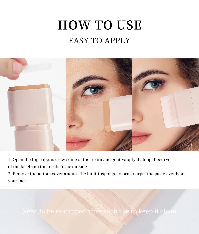 O'cheal Two In One Concealer Foundation Stick Facial Matte Waterproof Bronzer Contouring Face Coverage Moisturizing Makeup Cream