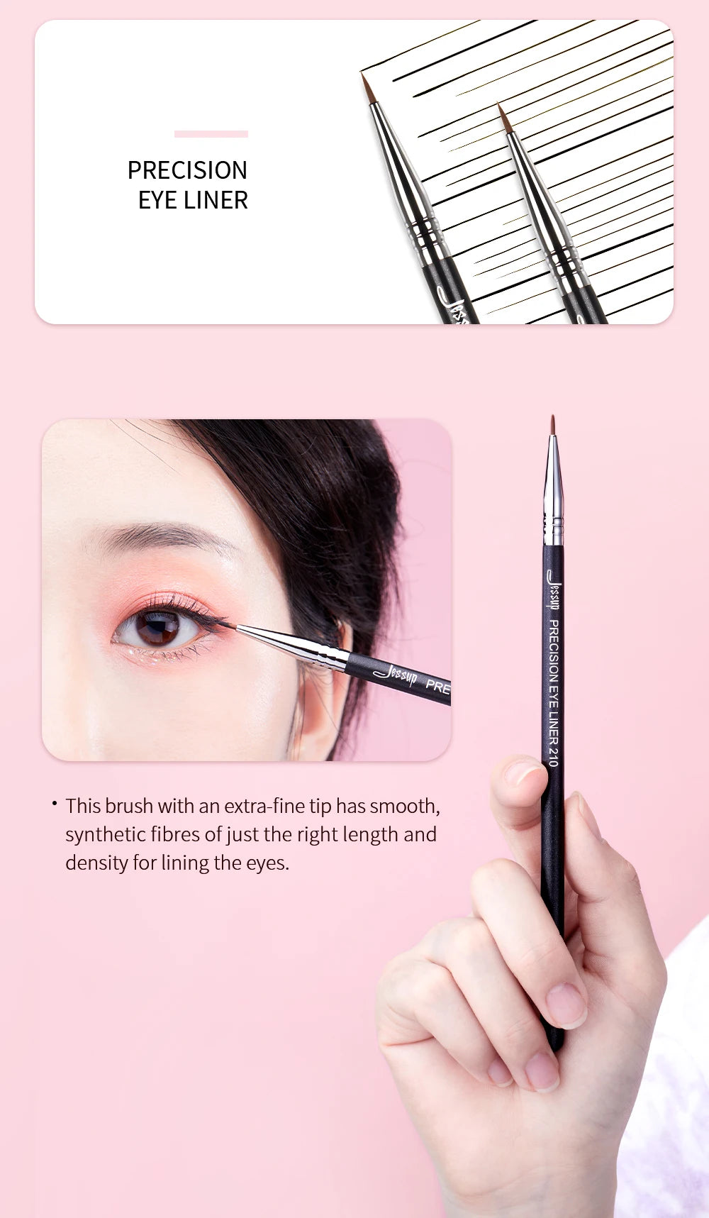 Jessup Precision Eyeliner Brush with Fine Synthetic Tip