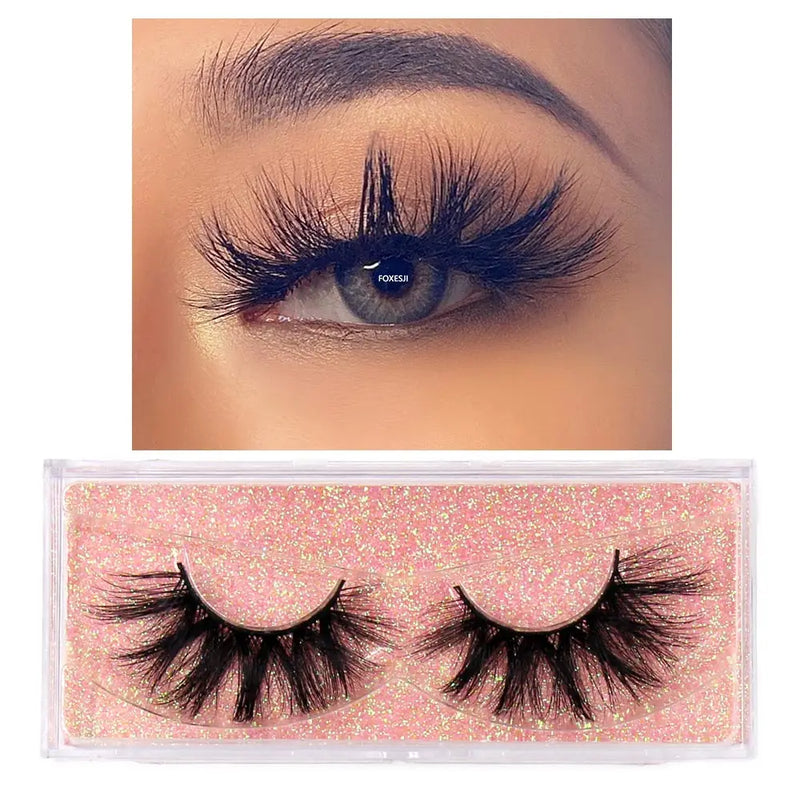 FOXESJI Lashes 3D Mink Eyelashes Natural Long Fluffy Dramatic Strip Eye Lashes Eyelash Extension Soft False Eyelashes Makeup
