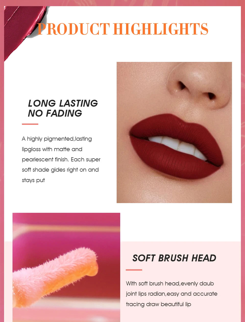 IMAGIC new waterproof and moisturizing lip gloss velvet matte lasting lip gloss ladies cosmetics 20 colors