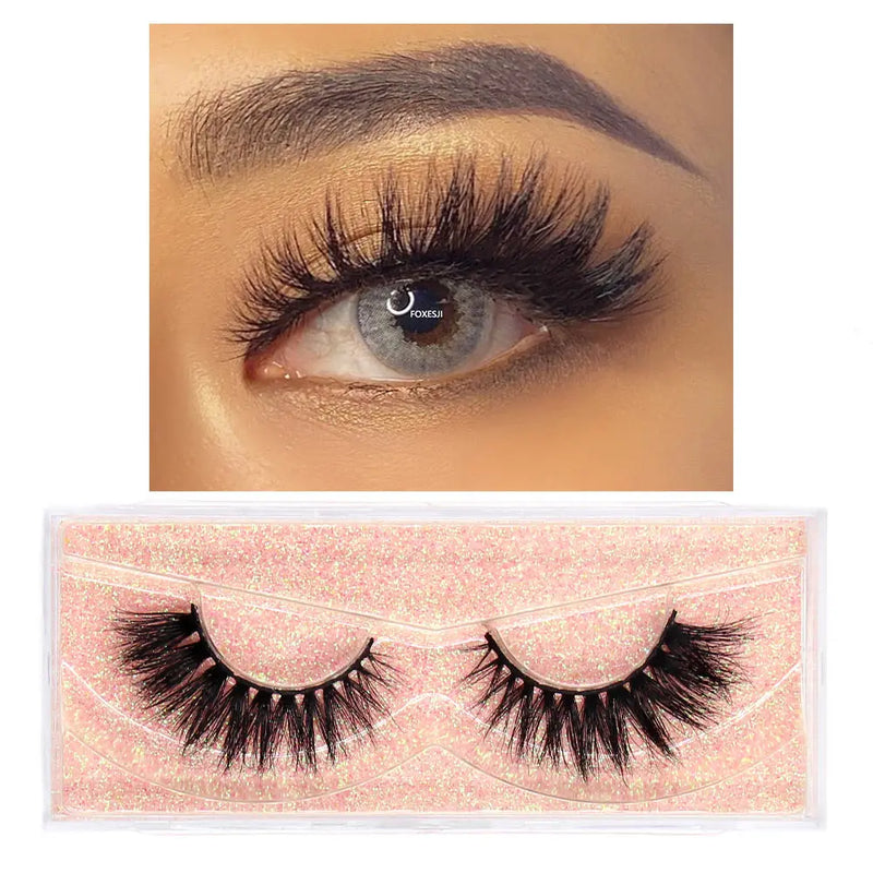FOXESJI Lashes 3D Mink Eyelashes Natural Long Fluffy Dramatic Strip Eye Lashes Eyelash Extension Soft False Eyelashes Makeup