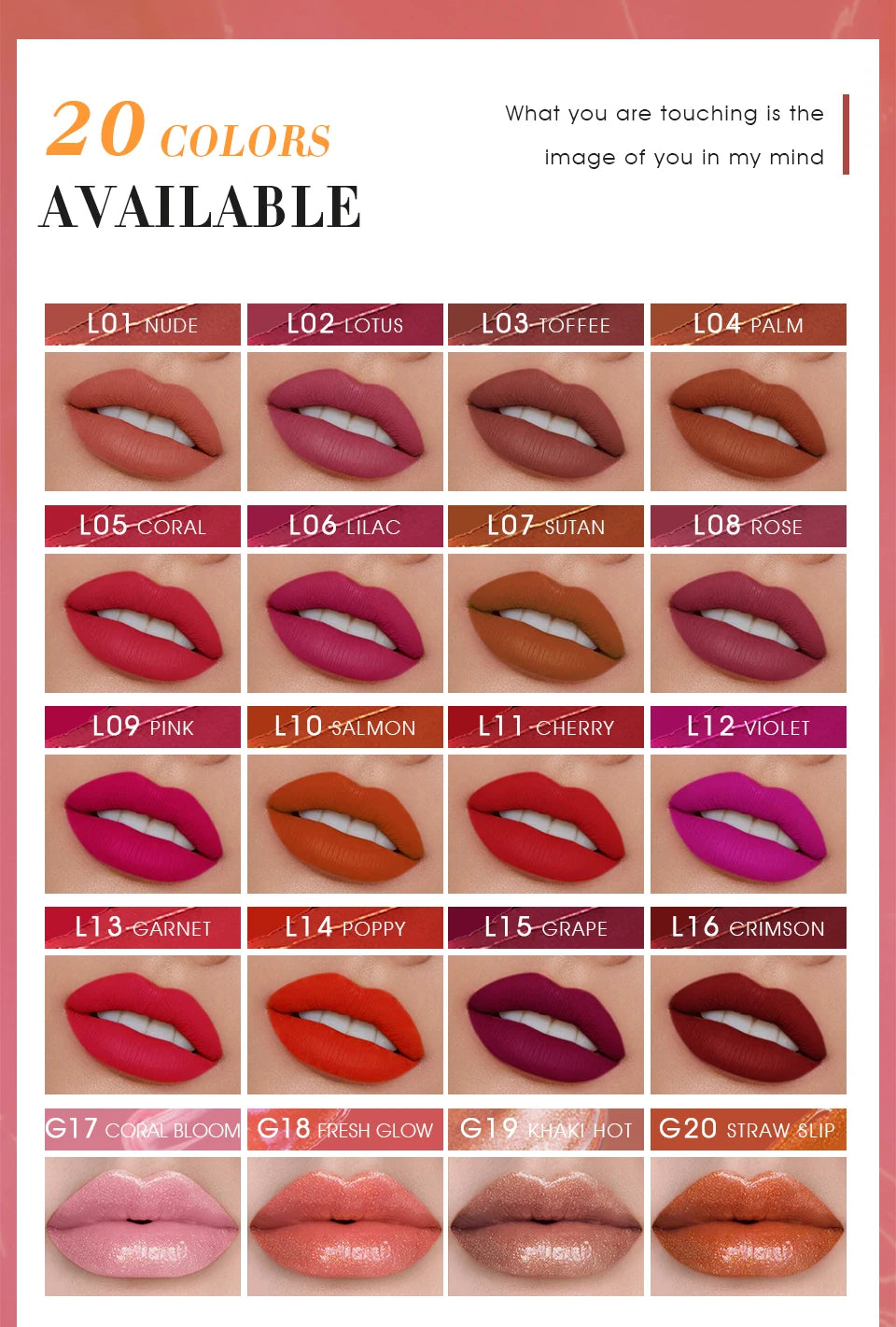 IMAGIC new waterproof and moisturizing lip gloss velvet matte lasting lip gloss ladies cosmetics 20 colors