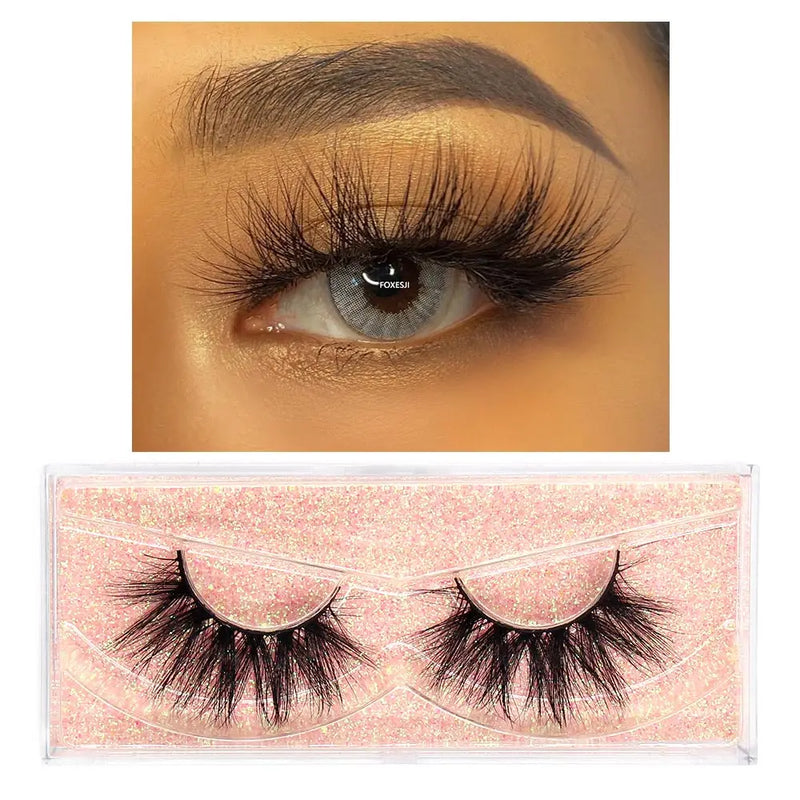 FOXESJI Lashes 3D Mink Eyelashes Natural Long Fluffy Dramatic Strip Eye Lashes Eyelash Extension Soft False Eyelashes Makeup