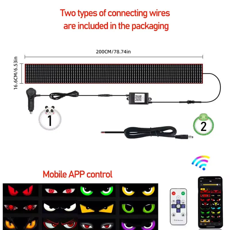 New APP LED Truck Car Devil Eye Light For Board Windshield Remote Music Control Custom Text Pattern Lighting 12V 24V Display