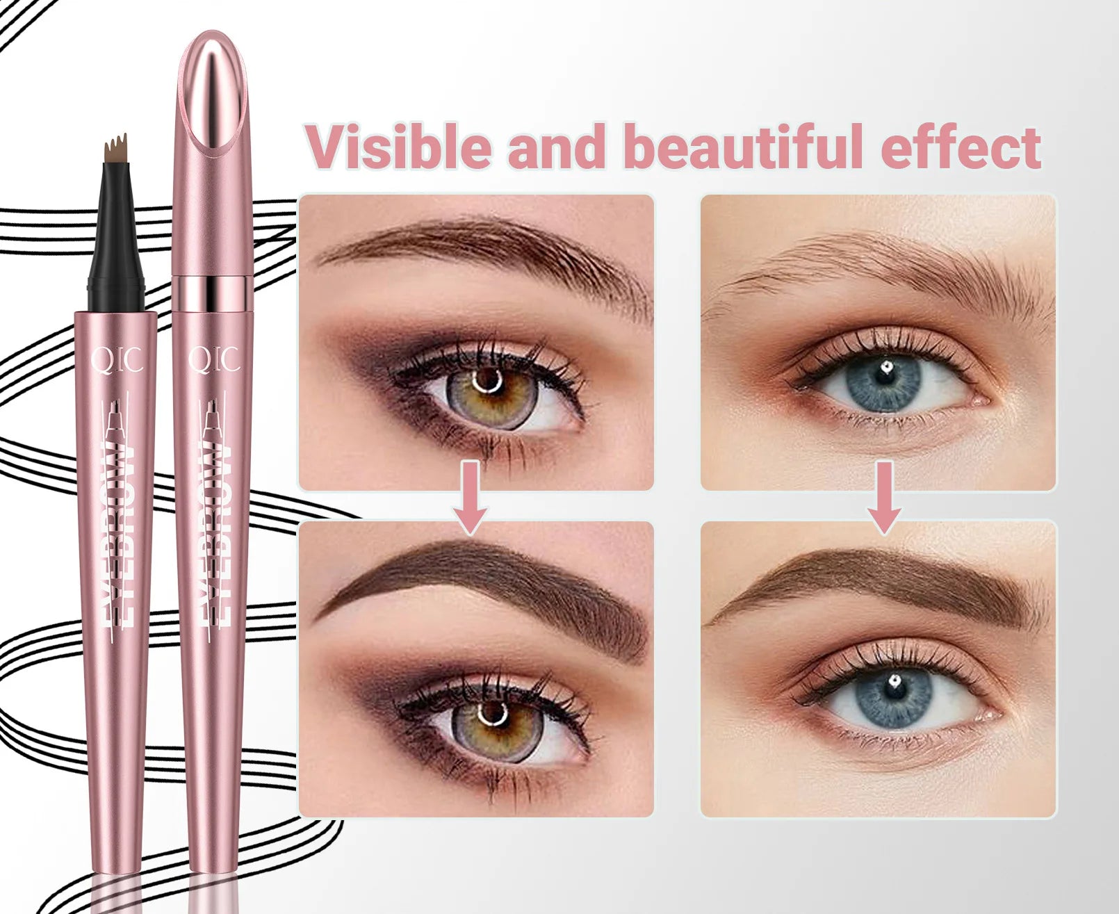 QIC Four Claw Liquid Eyebrow Pen Waterproof Brow Enhancer