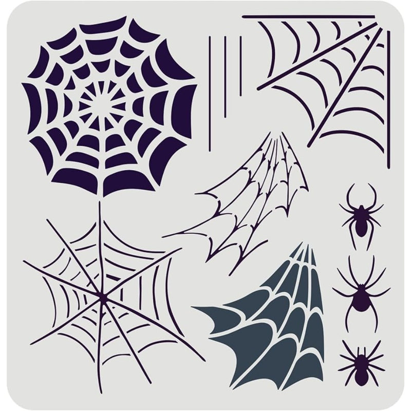 Spiderweb Stencil 11.8x11.8inch Reusable Spiderweb and Spider Stencil Spider Drawing Stencil DIY Arts and Crafts Spider Web
