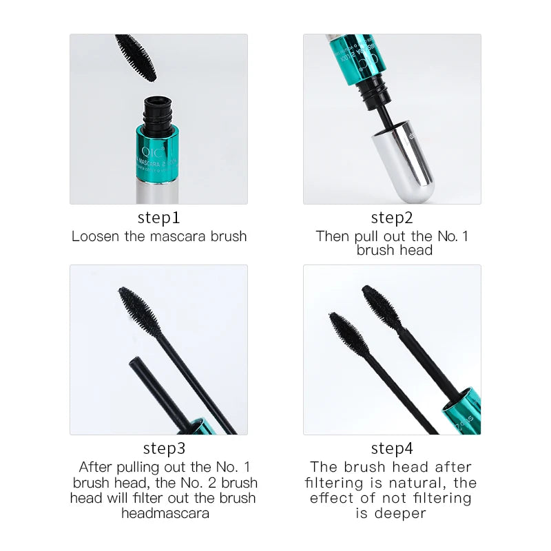 4D Mascara Double Effect Lengthen Curling Thick Eyelash Extension Long Lasting Silk Fiber Eye Lashes Makeup Mascara Cosmetics