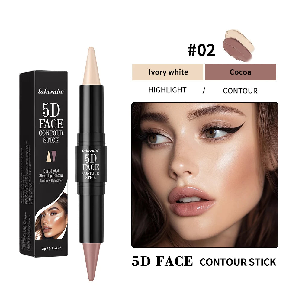 Lakerain 5D Dual-Ended Contour & Highlighter Stick for Face Definition