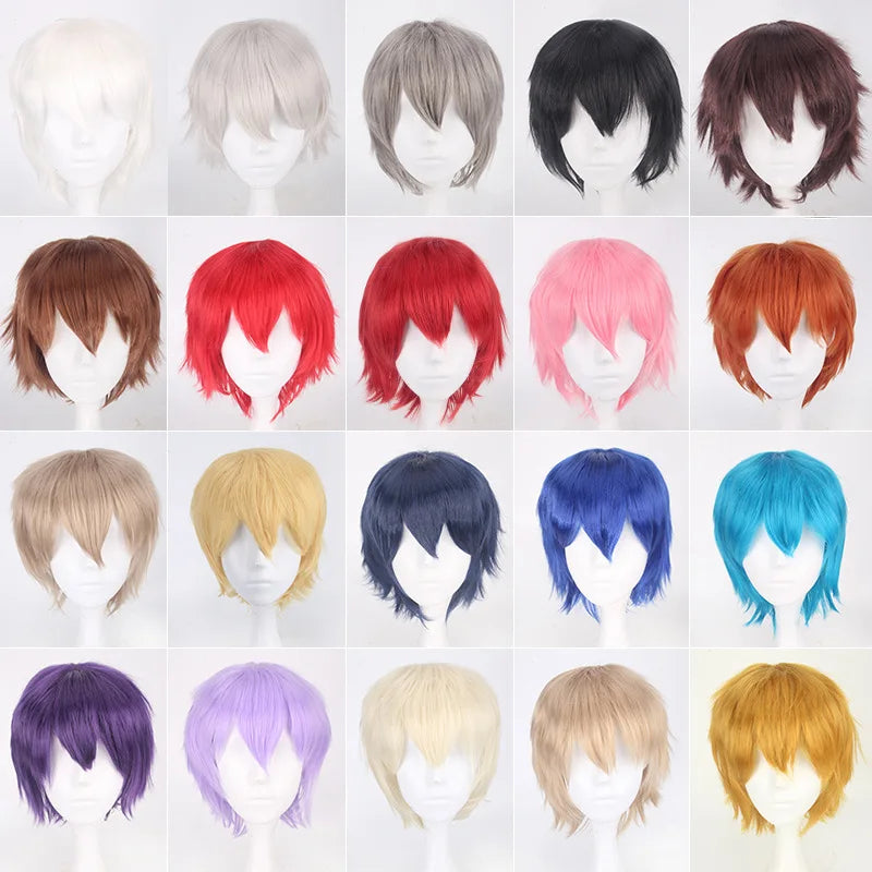 Cosplay Wig 30cm Short Anime Wig Heat Resistant Synthetic Hair Halloween Party Wigs + Wig Cap