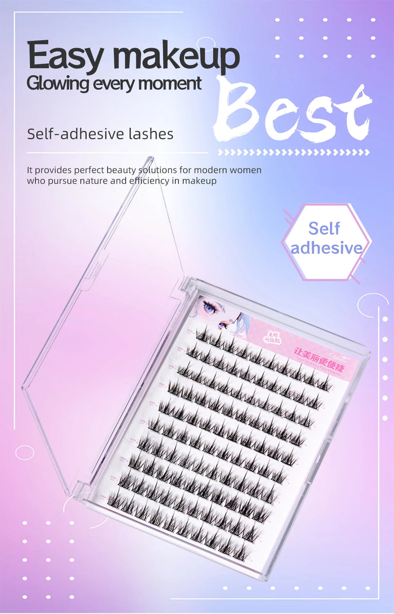 Yelix Large Capacity Self-Adhesive Eyelashes No Glue Fake Lashes Extensions Reusable for Makeup Soft Mink Eyelashes