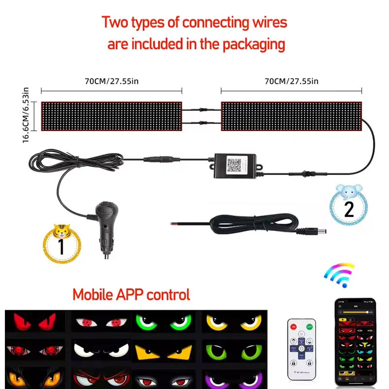 New APP LED Truck Car Devil Eye Light For Board Windshield Remote Music Control Custom Text Pattern Lighting 12V 24V Display