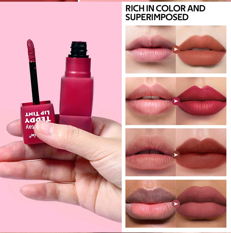 Lakerain Waterproof Teddy Lip Gloss Velvet Matte Lip Mud Long-lasting Coloring Lipstick Light Non-transfer Lip Glaze Face Makeup