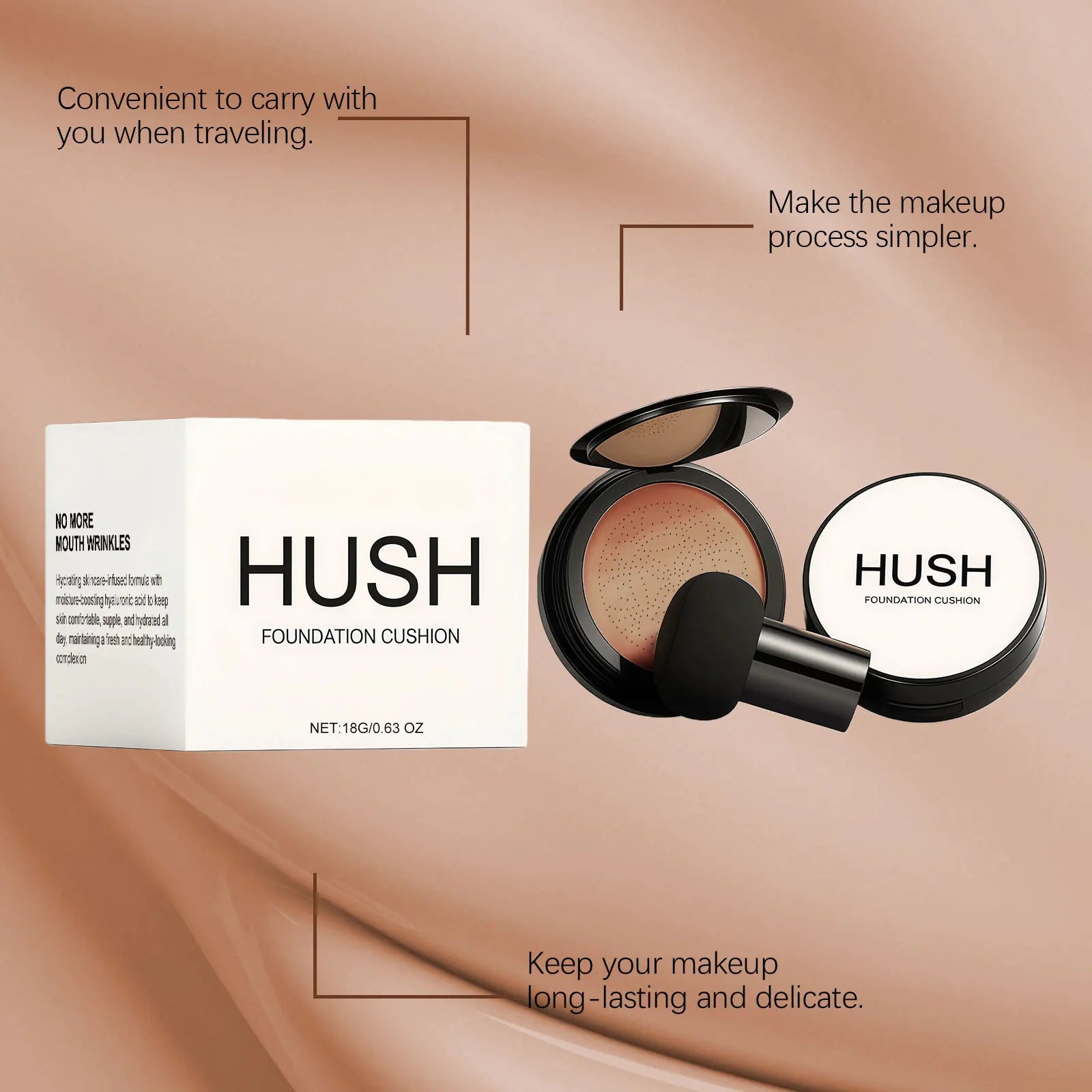 HUSH Air Cushion BB Cream Foundation with Mushroom Puff