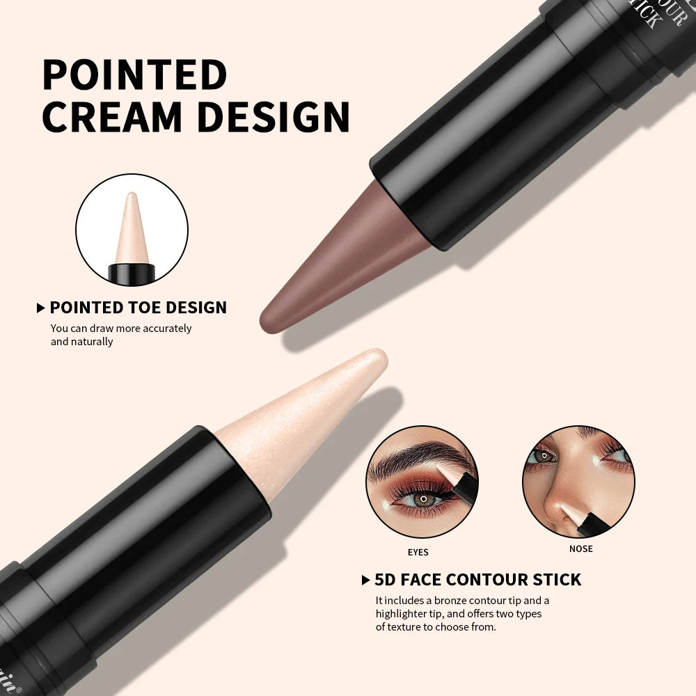 Lakerain 5D Dual-Ended Contour & Highlighter Stick for Face Definition