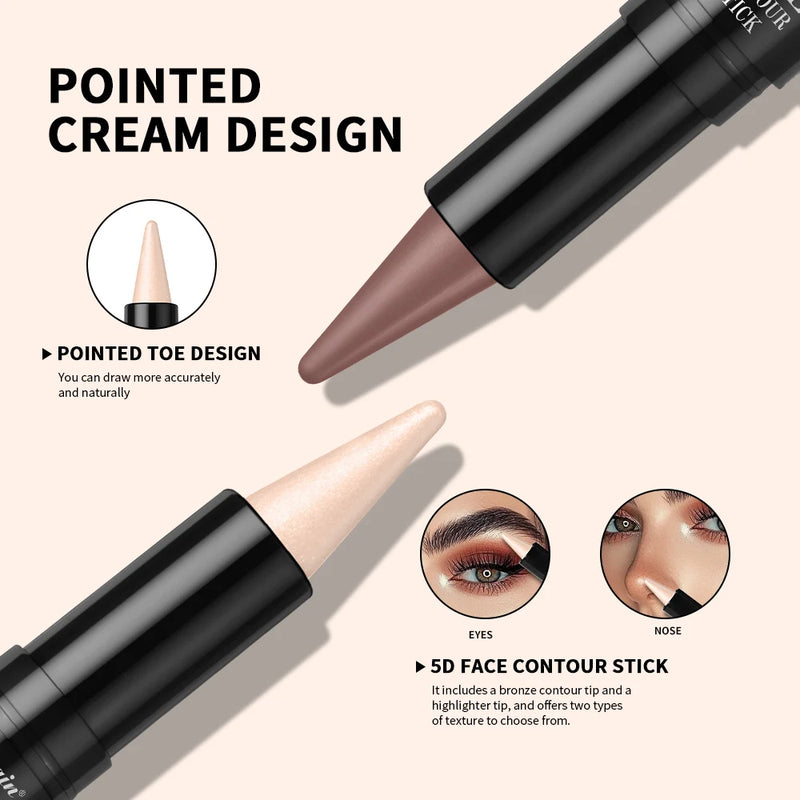 Lakerain 5D Dual-Ended Contour & Highlighter Stick for Face Definition