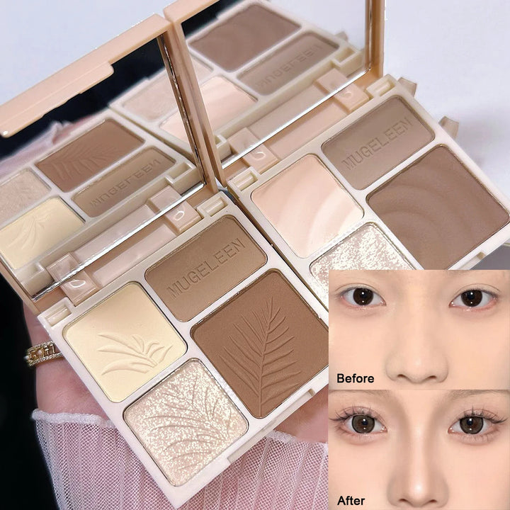 MUGELEEN 4 Color Contour Highlighter Makeup Palette