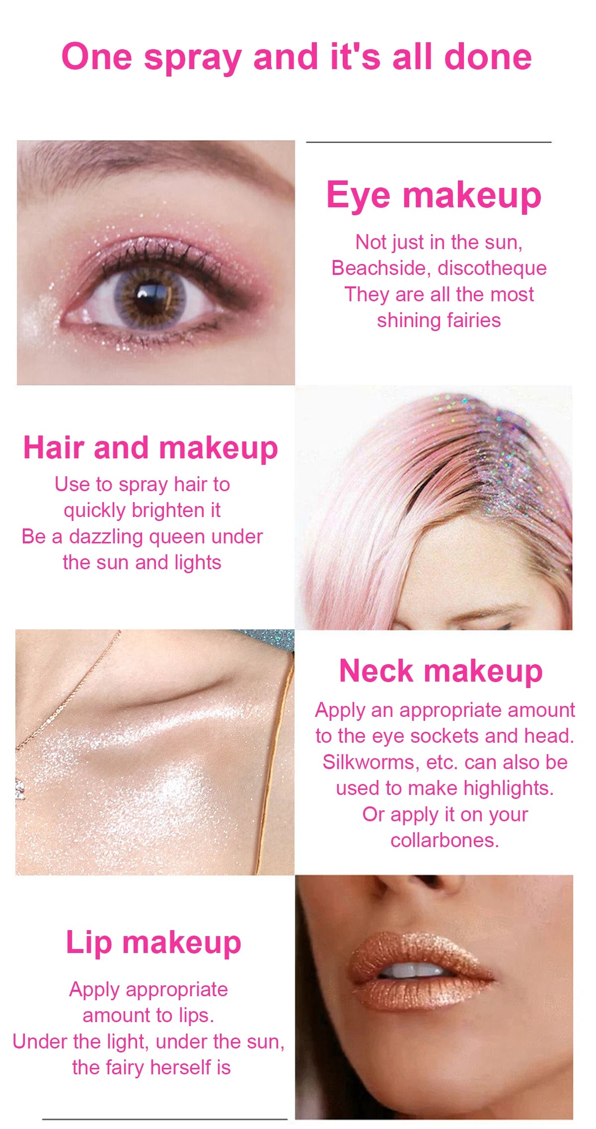 VERONNI Diamond Highlighter Powder Spray for Face & Body