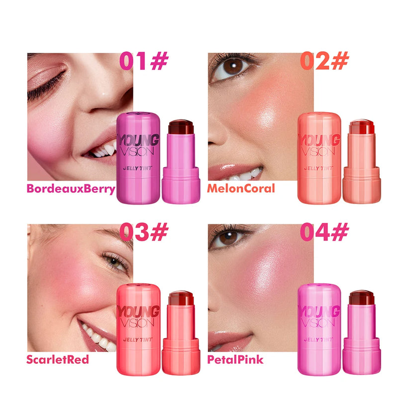 YOUNG VISION Multi-Color Jelly Blush Stick Q Pinberry Lip Dye Stick for Lip and Cheek Natural and Easy Tinting Lip Gloss Stick