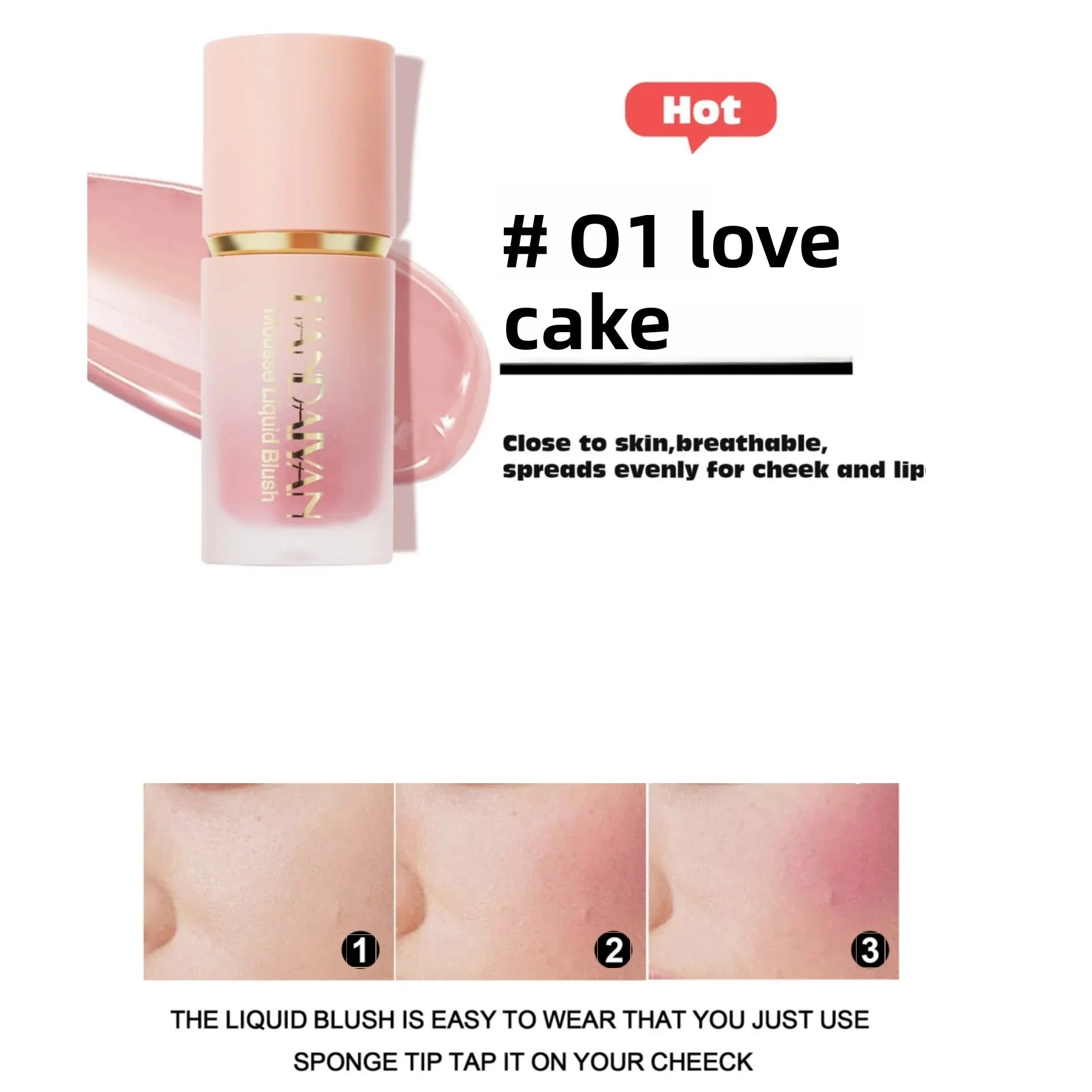 HANDAIYAN Matte Liquid Blush with Sponge Tip Applicator