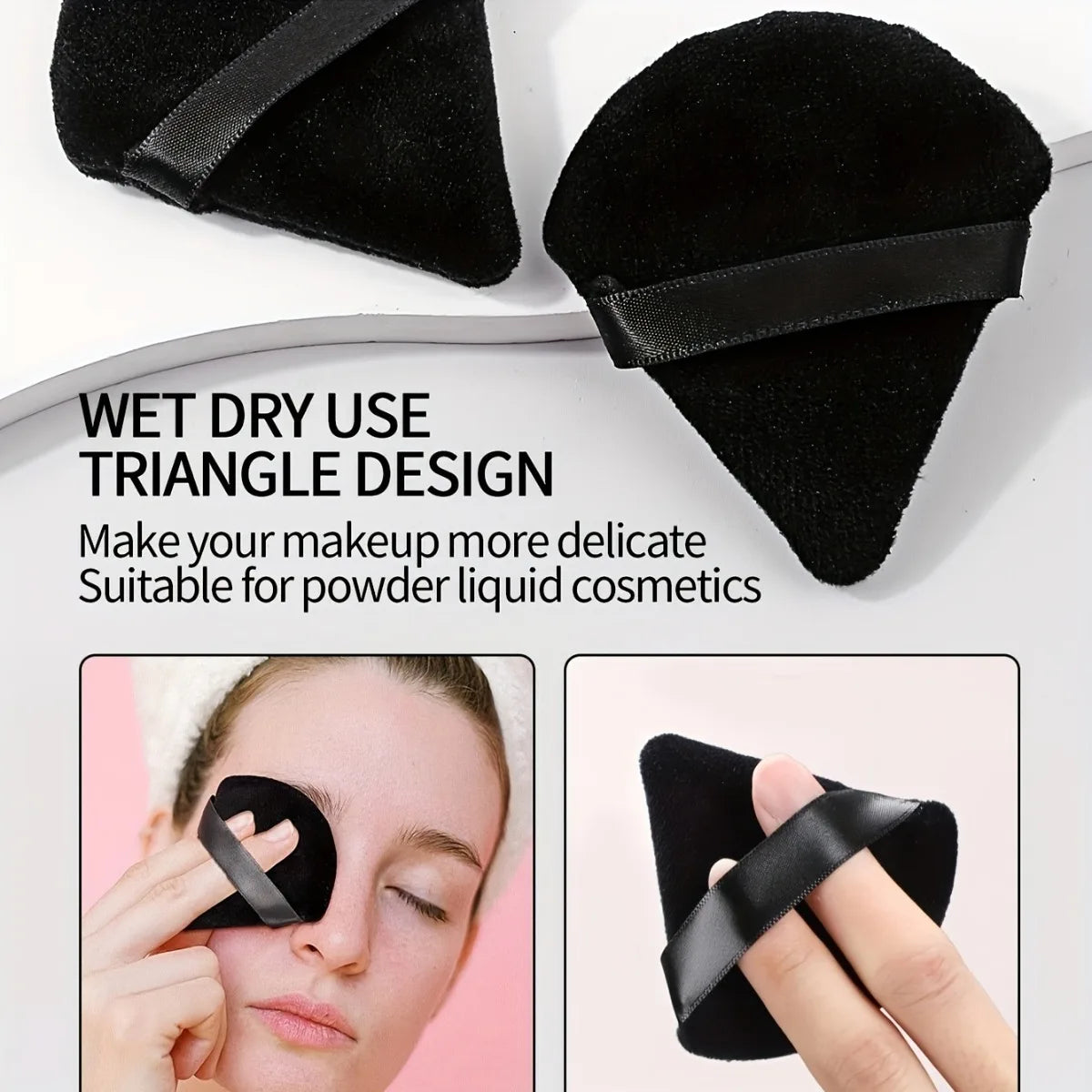 Triangle Powder Puffs Bulk Pack for Loose & Setting Powder