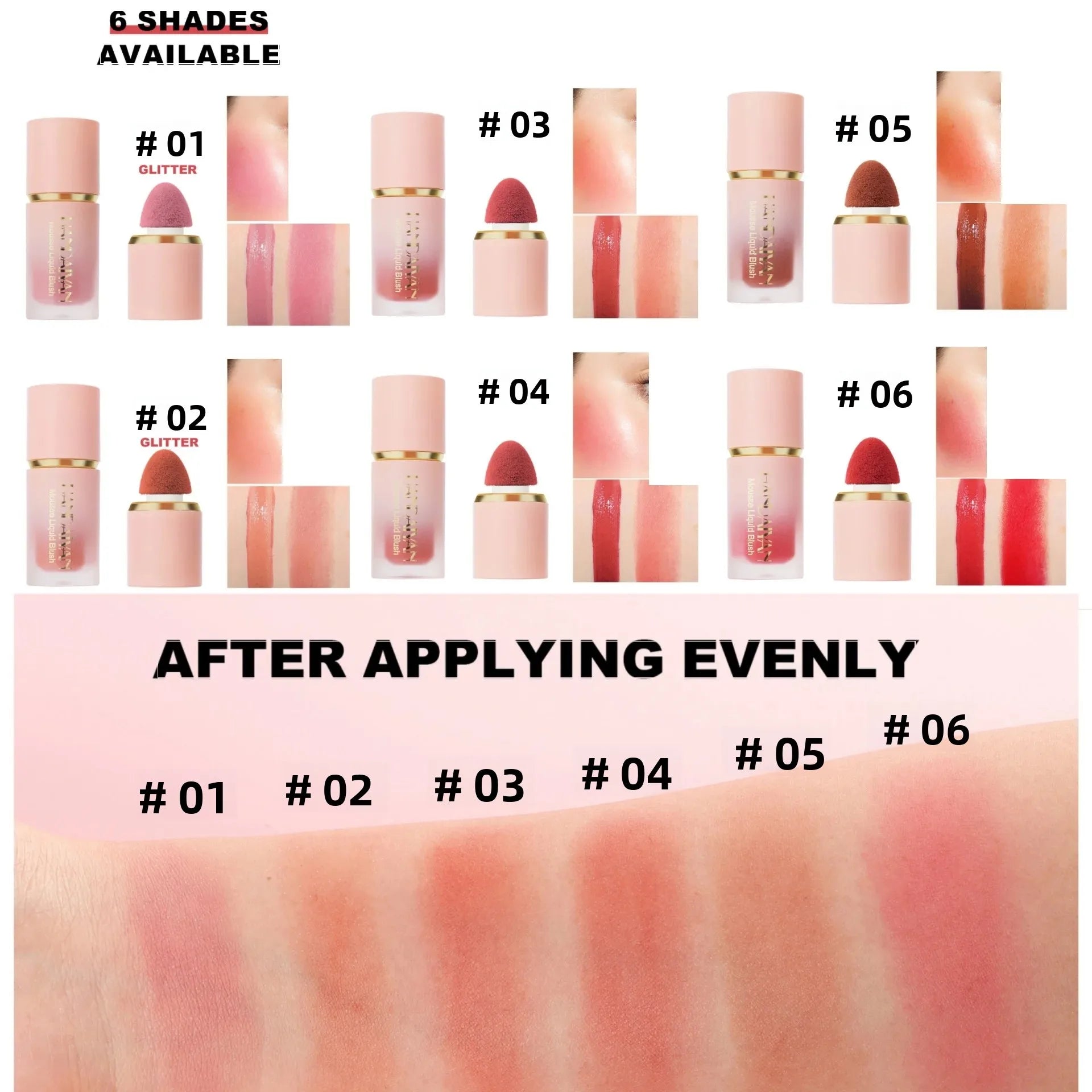 HANDAIYAN Matte Liquid Blush with Sponge Tip Applicator