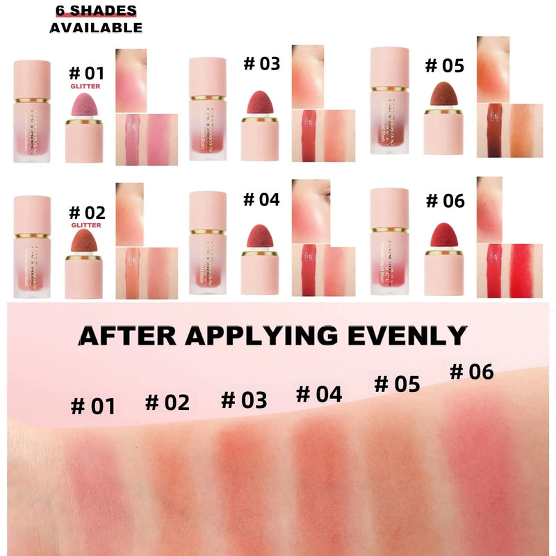 HANDAIYAN Matte Liquid Blush with Sponge Tip Applicator