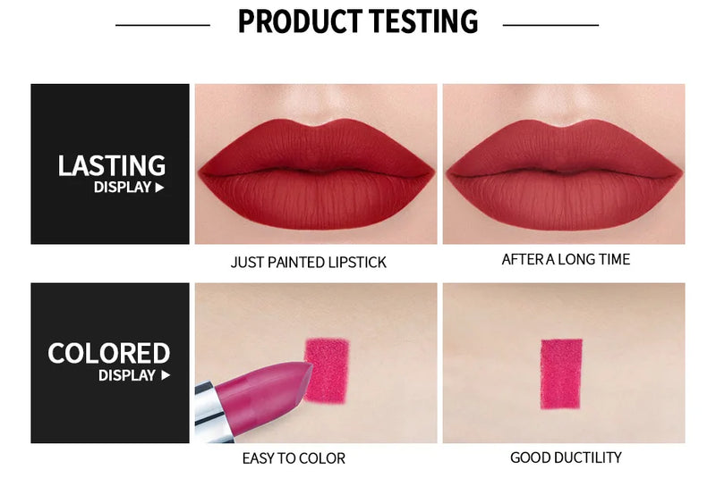 HANDAIYAN 12 Colors Matte Lipstick Long Lasting Velvet Lip Tint Waterproof 24 Hours Red Lip Gloss Cosmetics Make Up