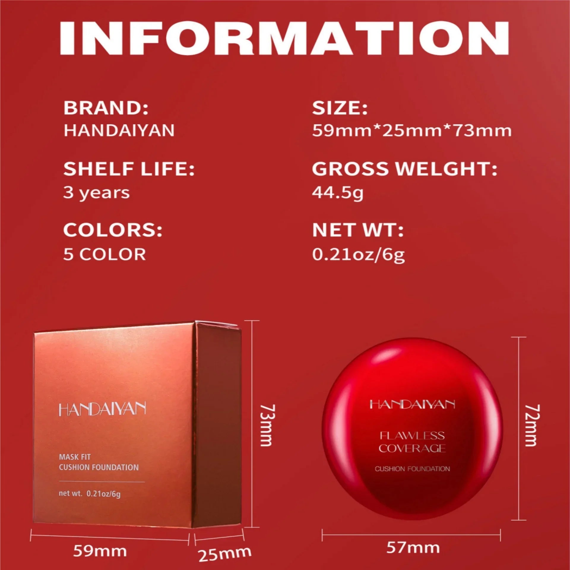 HANDAIYAN Korean Air Cushion Foundation – High Coverage