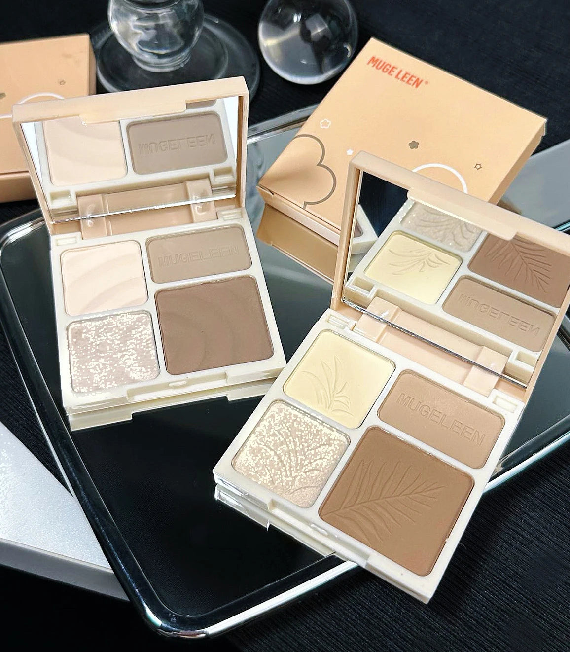 MUGELEEN 4 Color Contour Highlighter Makeup Palette