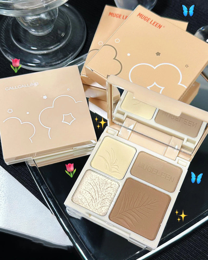 MUGELEEN 4 Color Contour Highlighter Makeup Palette