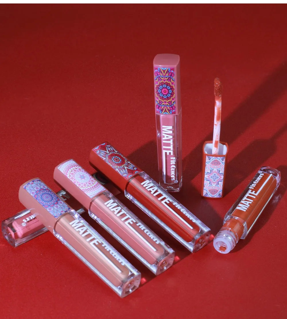 6Colors Waterproof Liquid Lipstick Matte Velvet Clay Texture Lip Gloss Bohemian Style Earth Brown Lasting Non Stick Cup Makeup