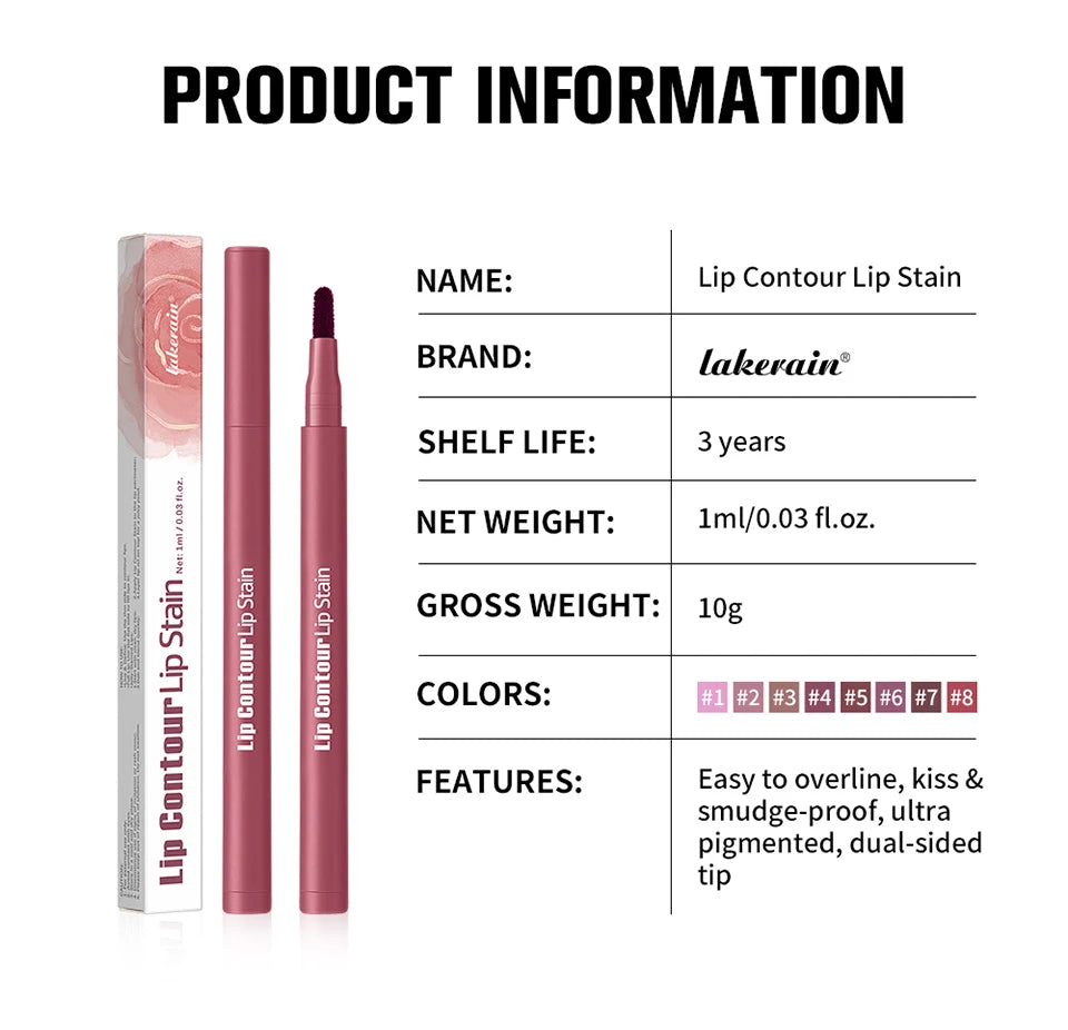 Lakerain Lip Contour Lip Stain Pen Dual-Sided Lip Liner