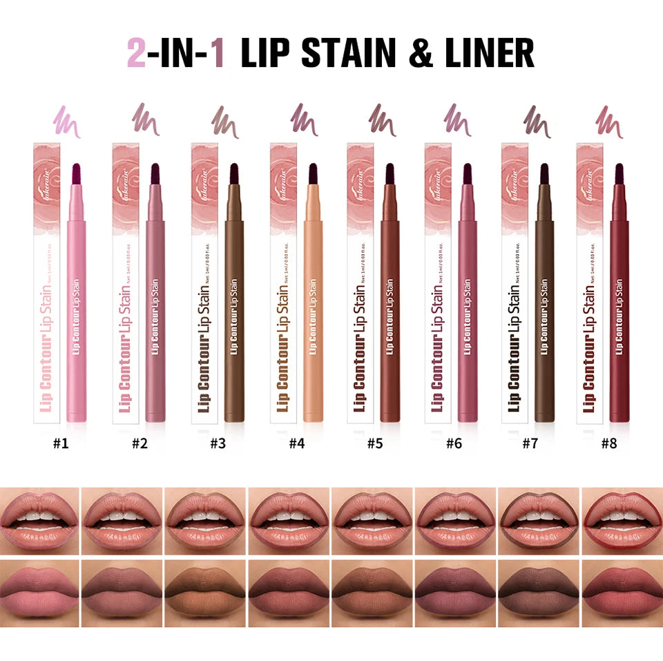 Lakerain Lip Contour Lip Stain Pen Dual-Sided Lip Liner