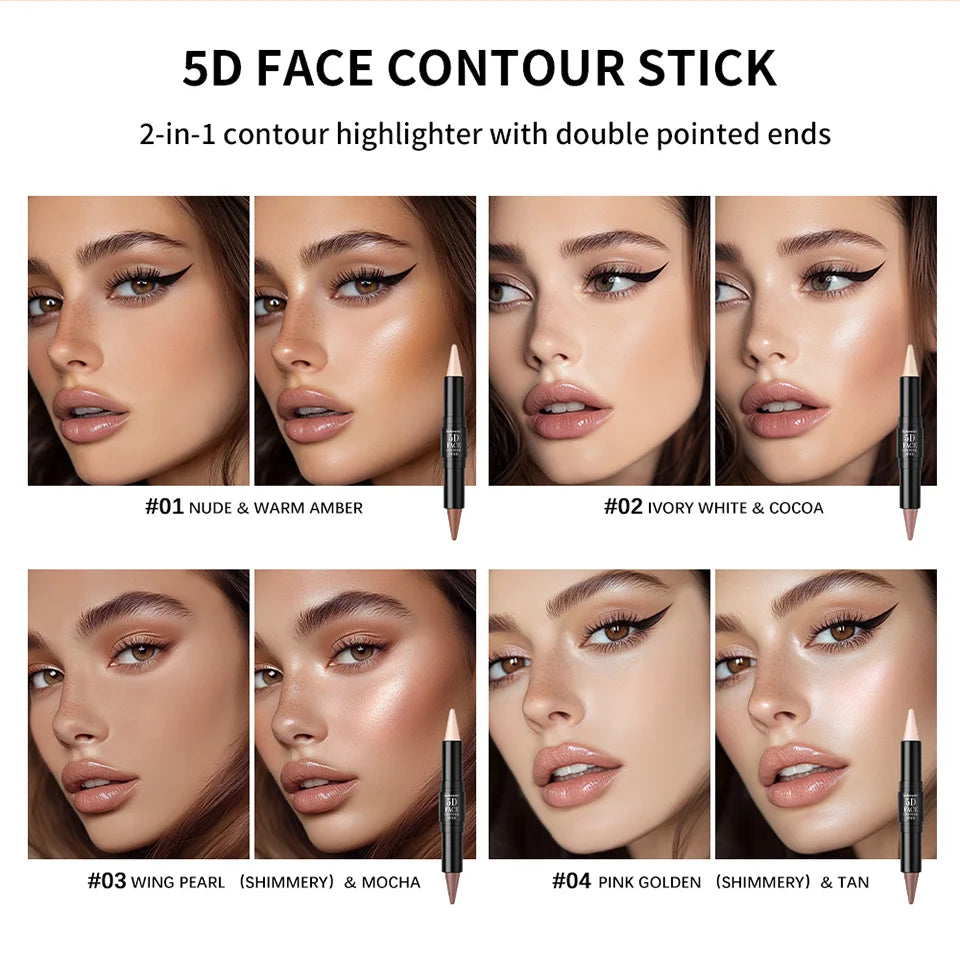 Lakerain 5D Dual-Ended Contour & Highlighter Stick for Face Definition