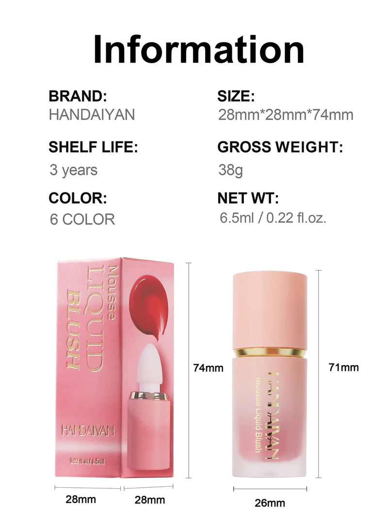 HANDAIYAN Matte Liquid Blush with Sponge Tip Applicator