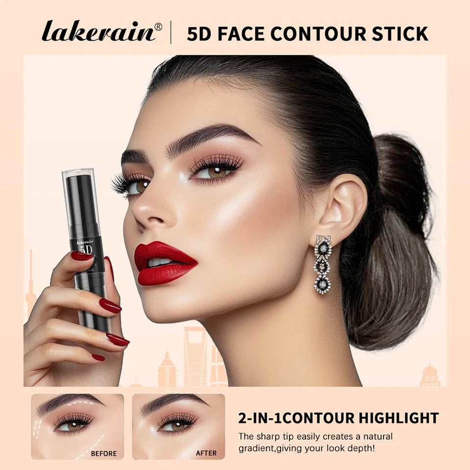 Lakerain 5D Dual-Ended Contour & Highlighter Stick for Face Definition