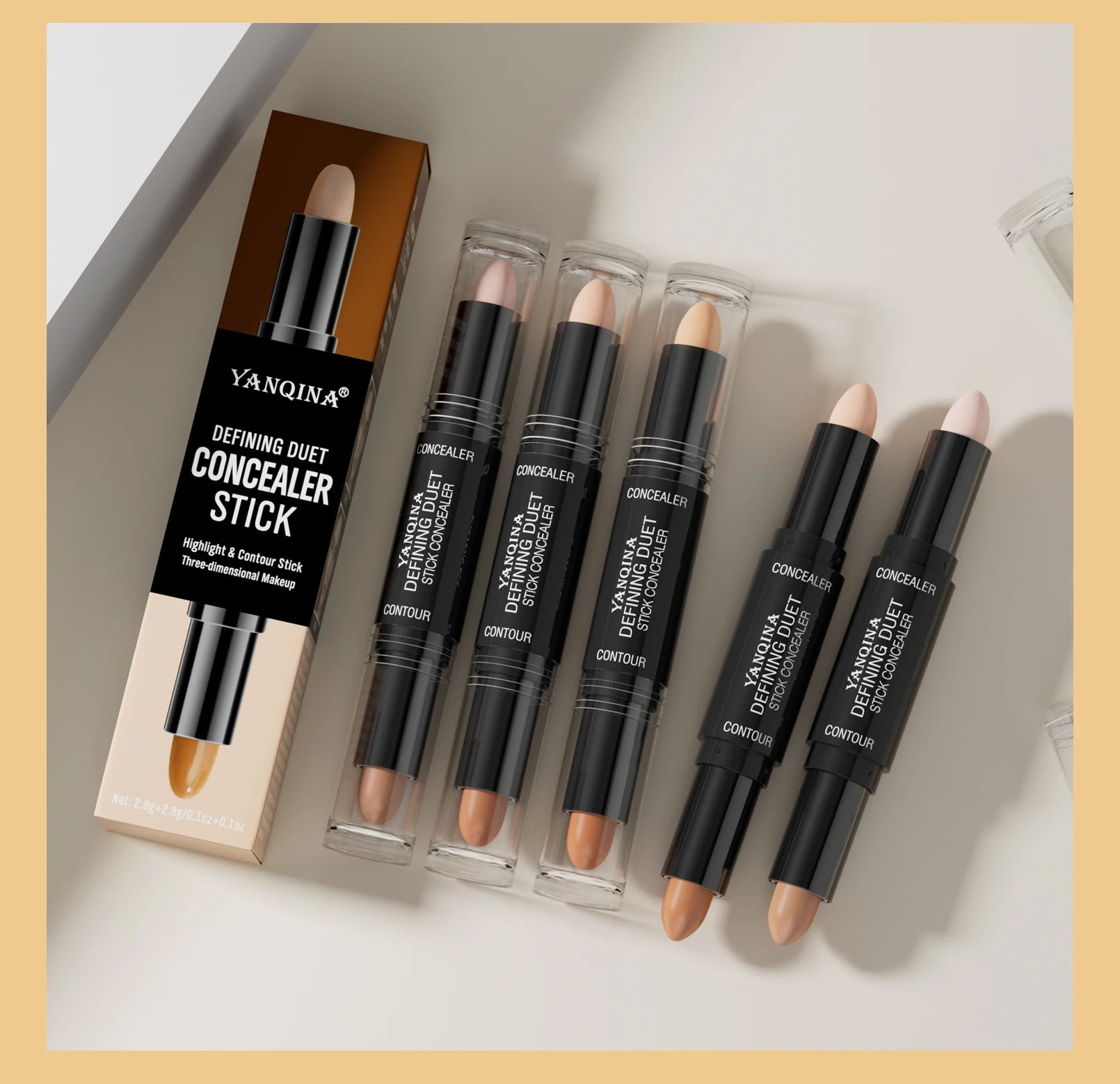 YANQINA Double-Ended Contour Stick Duo for Highlighting & Sculpting
