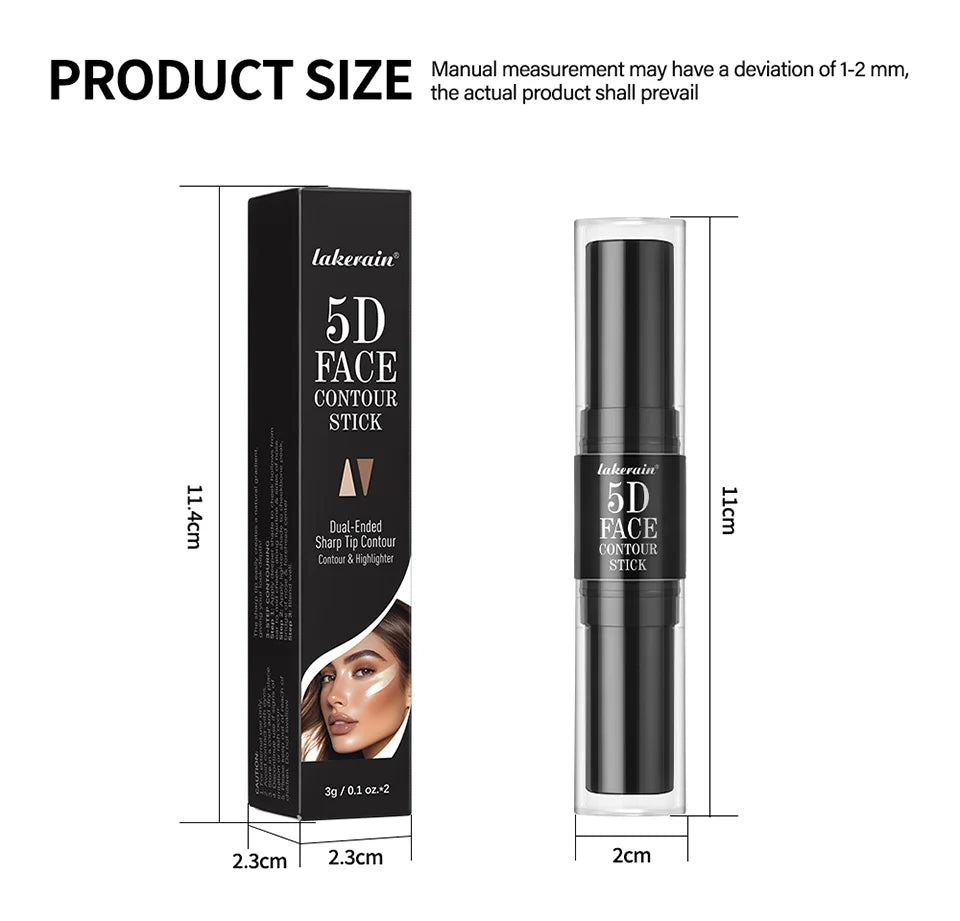Lakerain 5D Dual-Ended Contour & Highlighter Stick for Face Definition