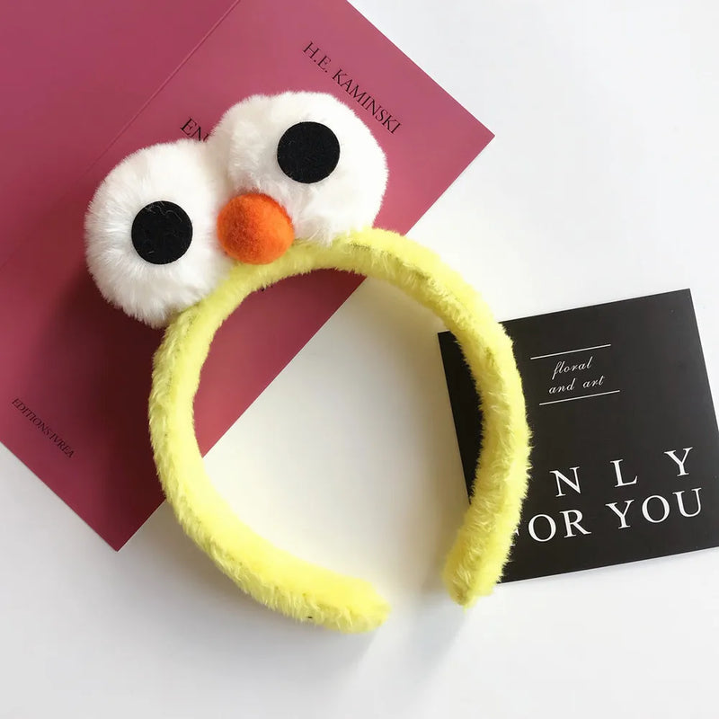 Cartoon Cute Headband New Plush Big Eyes Headband Women's Face Wash Headband Children's Headwear