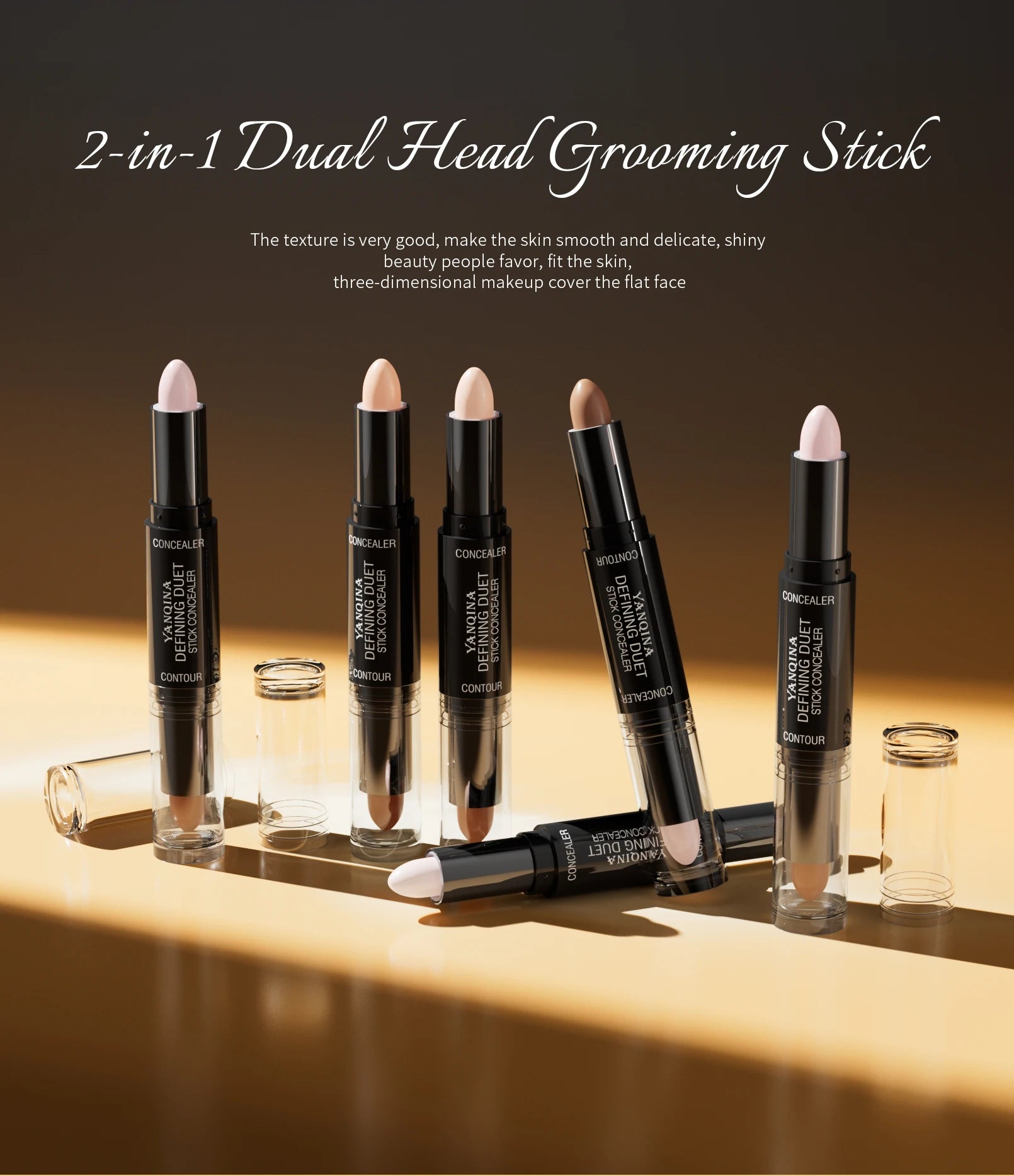 YANQINA Double-Ended Contour Stick Duo for Highlighting & Sculpting