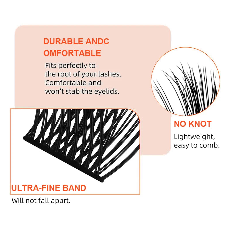 HOLLYLASH Self Adhesive Cluster Lashes Press on Pre Glued Eyelashes Volume Soft No Glue Needed Eyelash Extension Makeup Tools