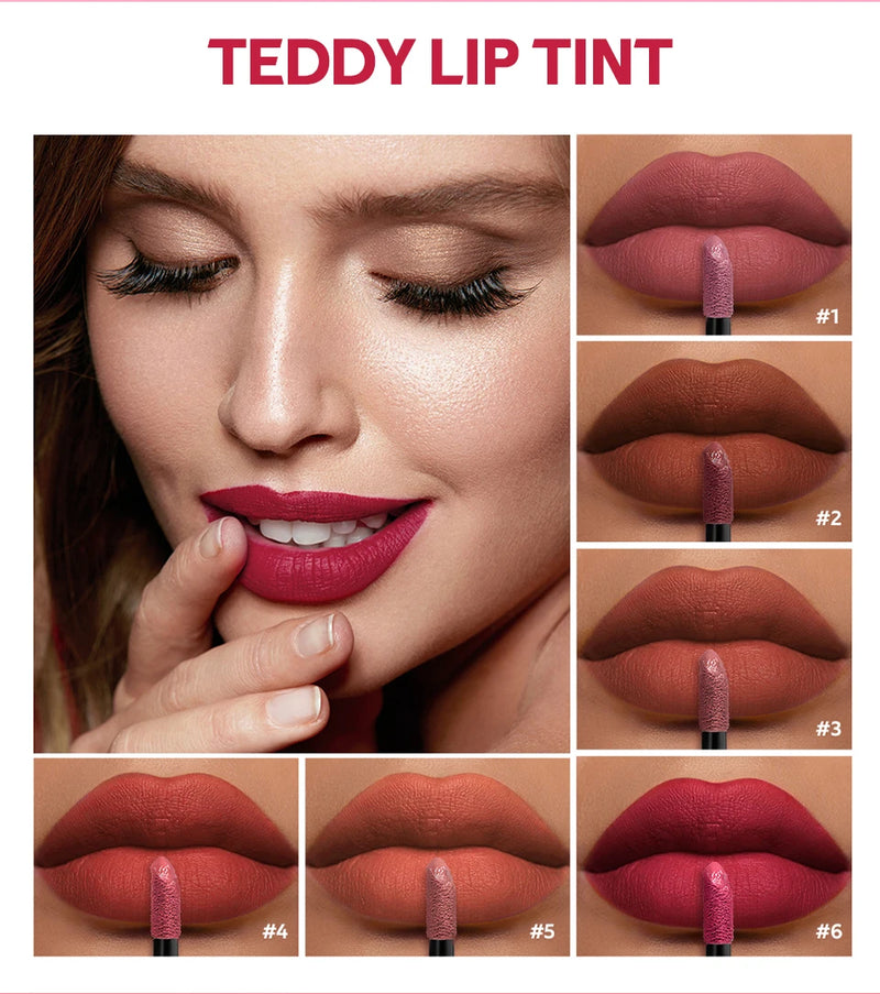 Lakerain Waterproof Teddy Lip Gloss Velvet Matte Lip Mud Long-lasting Coloring Lipstick Light Non-transfer Lip Glaze Face Makeup