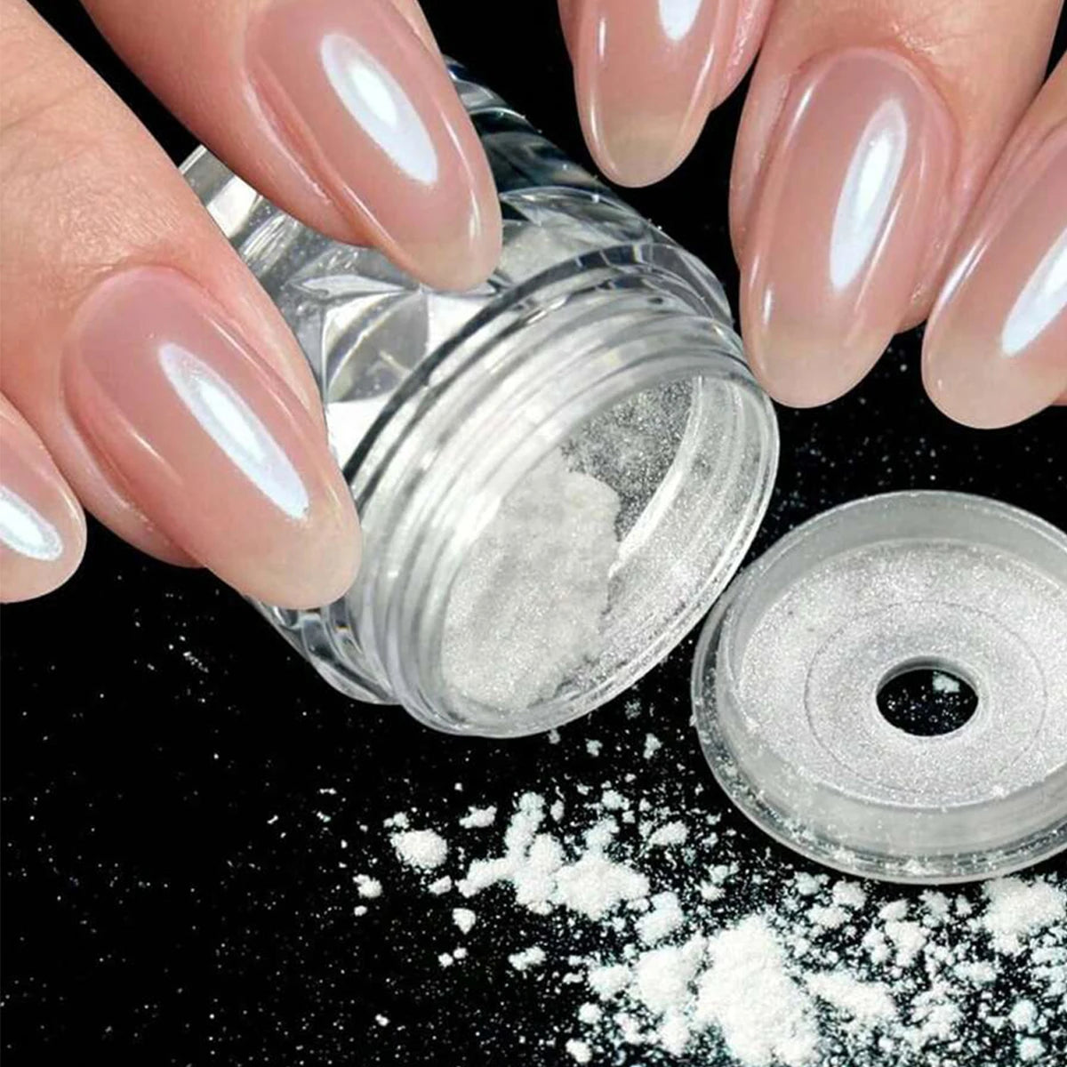1pc Chrome Nail Powder Ice Transparent Aurora High Gloss Pearl Rainbow Color Powder Metal Pigment Nail Art Creation
